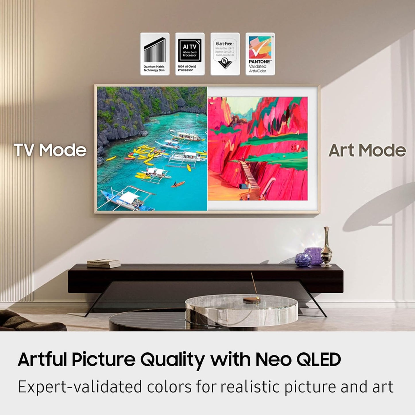 Samsung The Frame Pro 65" 4K Neo QLED Smart TV 2025 — Art Mode, NQ4 AI Gen3, 144Hz, Alexa