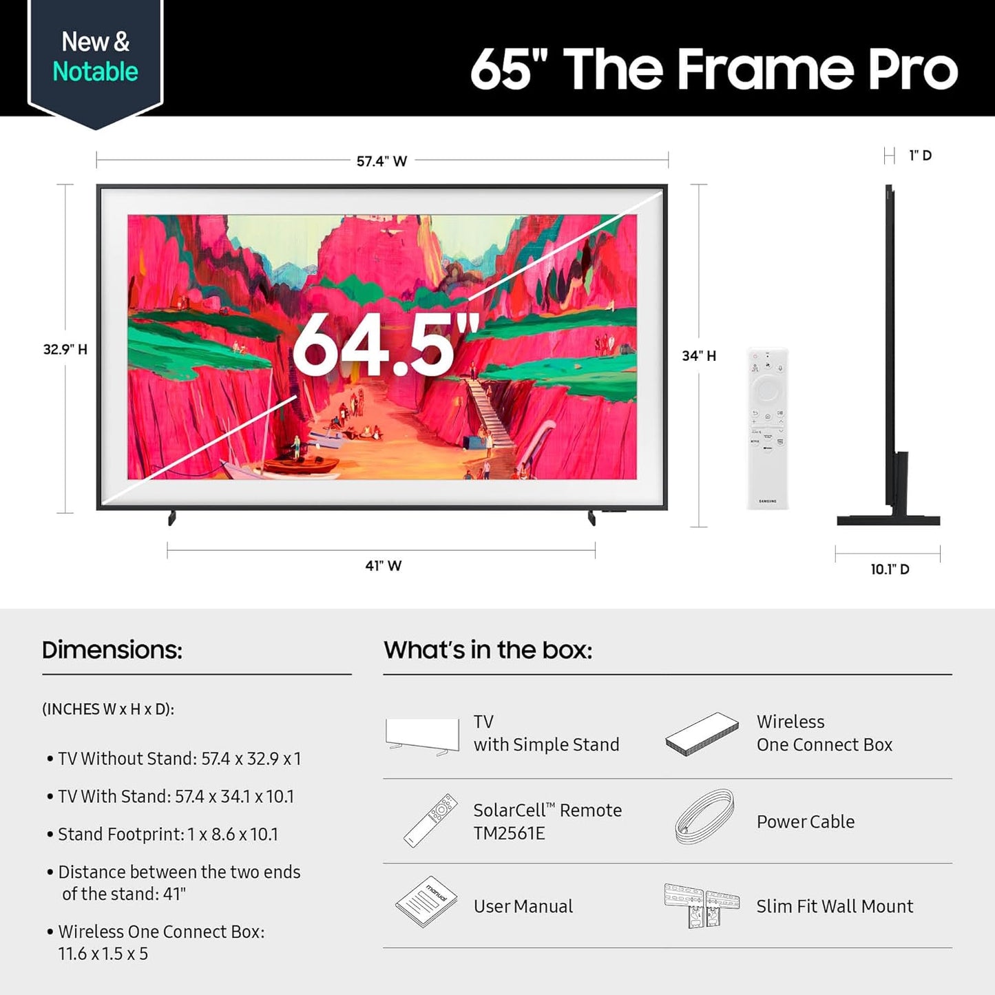 Samsung The Frame Pro 65" 4K Neo QLED Smart TV 2025 — Art Mode, NQ4 AI Gen3, 144Hz, Alexa