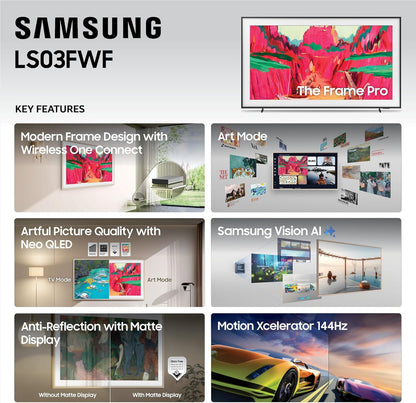 Samsung The Frame Pro 65" 4K Neo QLED Smart TV 2025 — Art Mode, NQ4 AI Gen3, 144Hz, Alexa